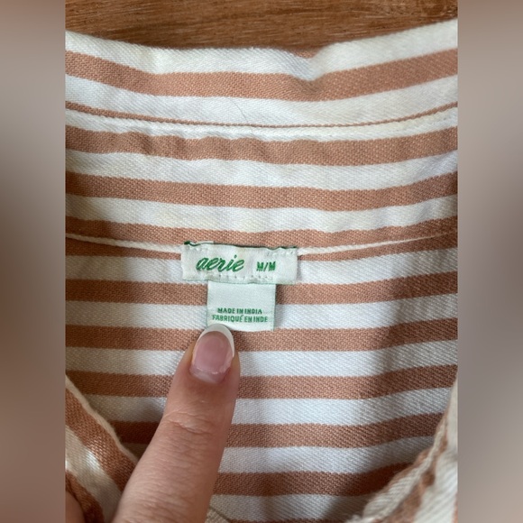 Aerie women’s oversized boho button down striped shirt MEDIUM cotton beachy - Picture 5 of 11